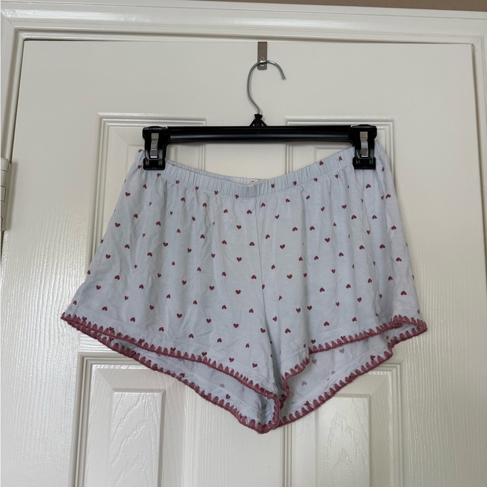 Eberjey blue Shorts with Red Heart Accents